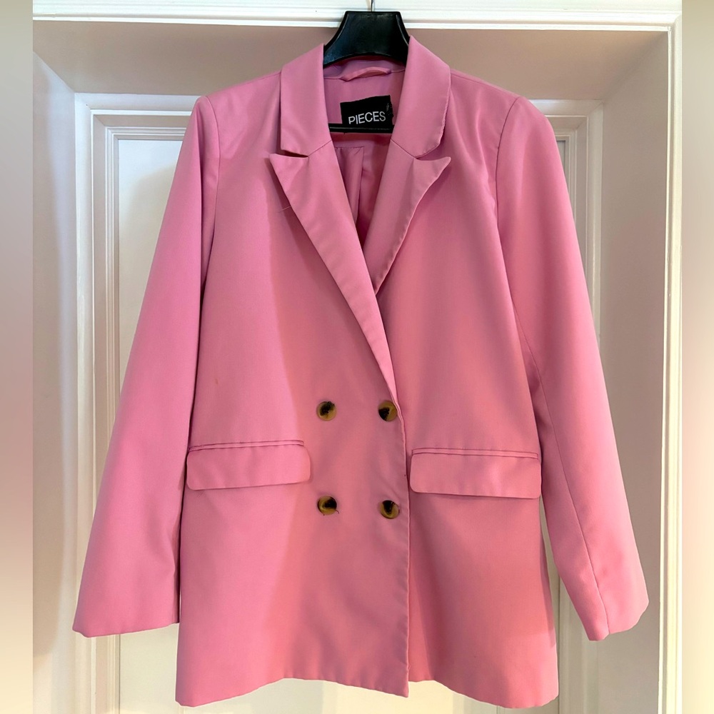 Pieces | Pink Double Breasted Oversized Blazer (S)